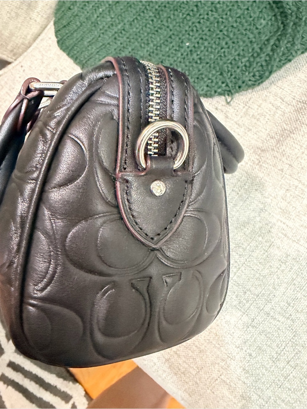 Coach Black Embossed Leather Mini Rowan *MISSING SHOULDER STRAP* - Picture 2 of 6